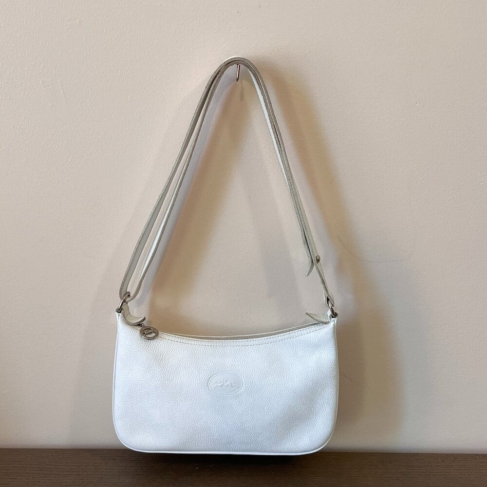 LONGCHAMP White Leather Crossbody Bag